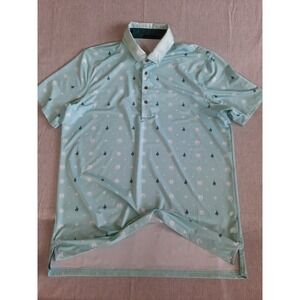 Greyson Men XL Art Logo Allover Performance Golf Stretch Polo Shirt Short Sleeve